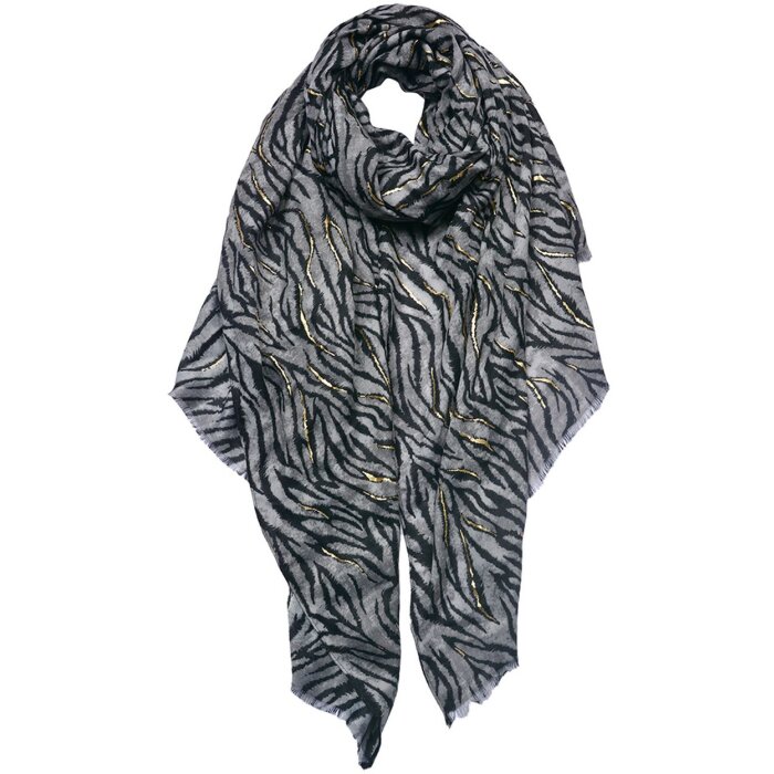 Juleeze JZSC0745G Schal Damen Muster Grau Schwarz 90x180 cm