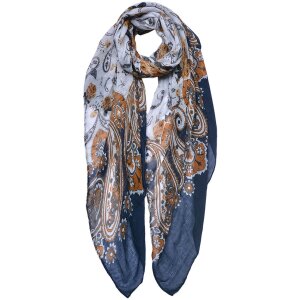 Juleeze JZSC0754BL Schal Damen Muster Blau 90x180 cm