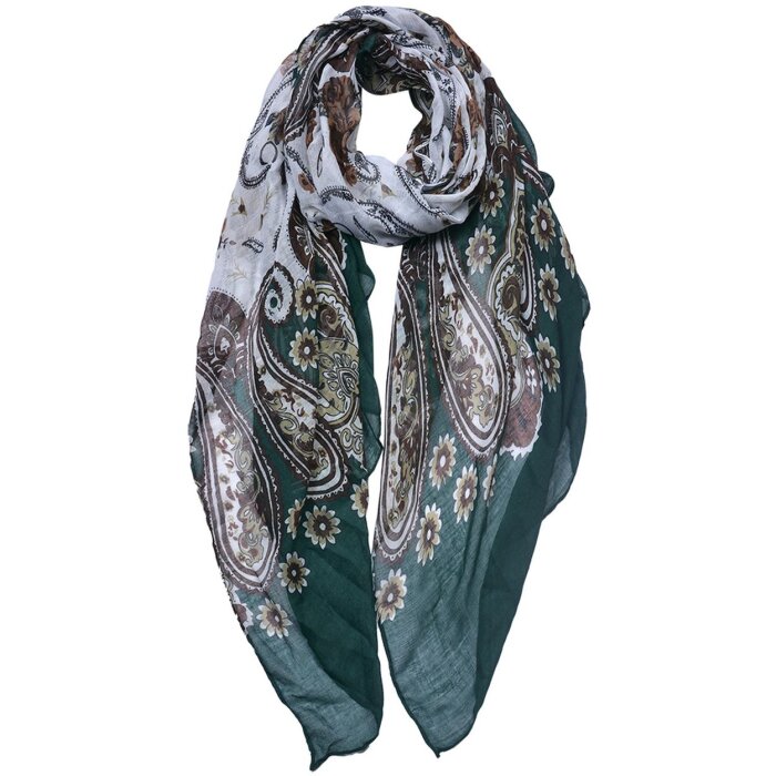 Juleeze JZSC0754GR Schal Damen Muster Grün 90x180 cm