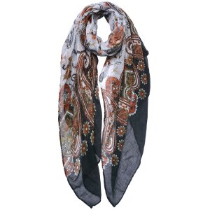 Juleeze JZSC0754Z Schal Damen Muster Schwarz 90x180 cm