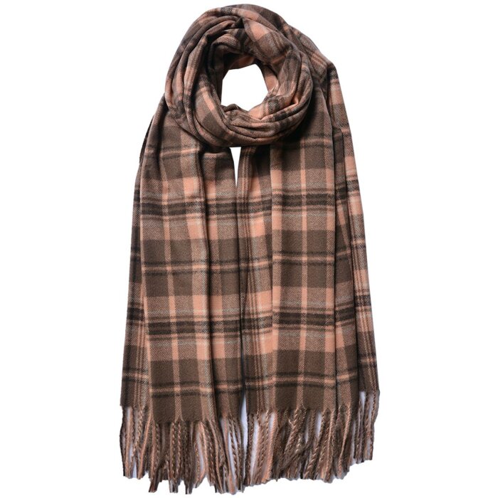 Женский шарф Juleeze с клетчатым узором, 70x180 см, розовый, коричневый, бежевый