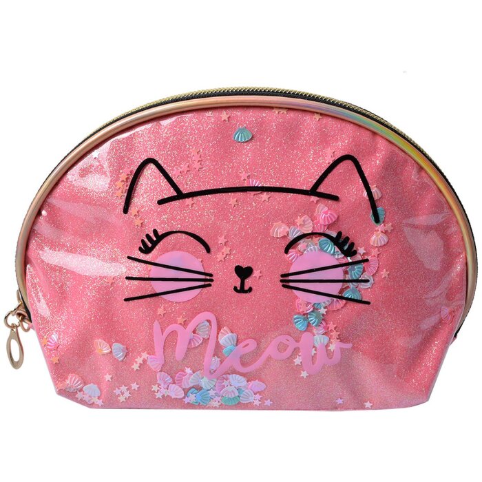 Juleeze JZTB0065P Kulturtasche Rosa 22x8x14 cm Katzenmotiv
