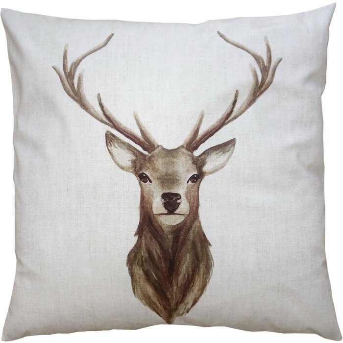 Clayre & Eef NWV21 Kissenhülle Beige mit Hirsch 45x45 cm