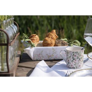 Clayre & Eef WFF47 Brotkorb Weiß Botanisch 35x35x8 cm Baumwolle