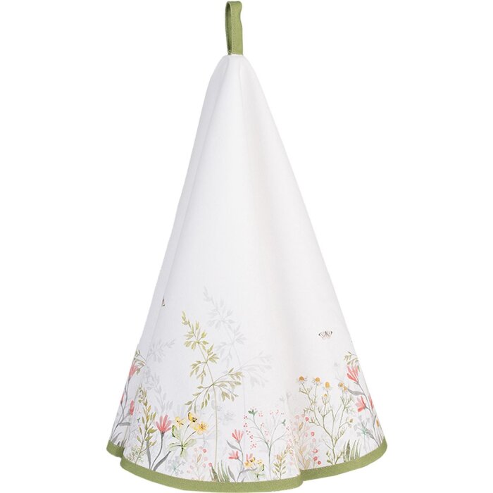 Clayre & Eef WFF48 Geschirrtuch Weiß Grün 80 cm Durchmesser