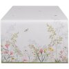 Clayre & Eef WFF64 Tischläufer Weiß Grün 50x140 cm Baumwolle Botanisches Design