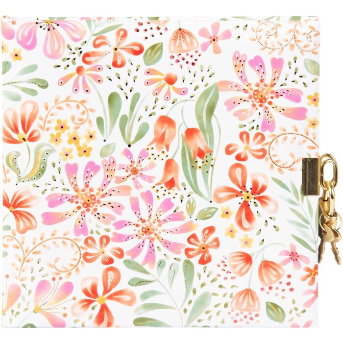 Goldbuch Tagebuch mit Schloss Pianta rossa 16,5x16,5 cm 96 weiße Seiten