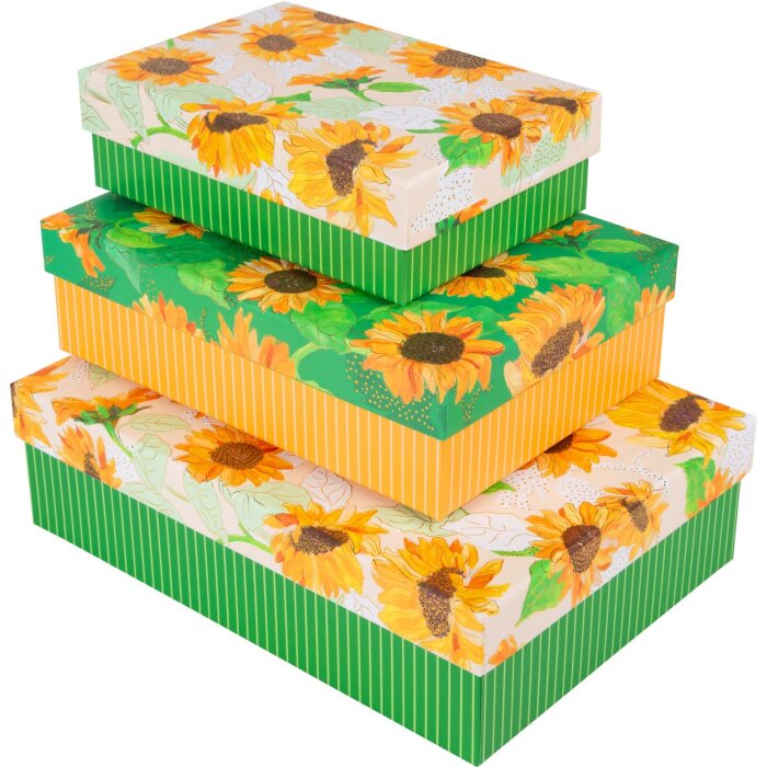 Goldbuch Kartonagen-Set Sunflower 3 Kartonagen Geschenkverpackung