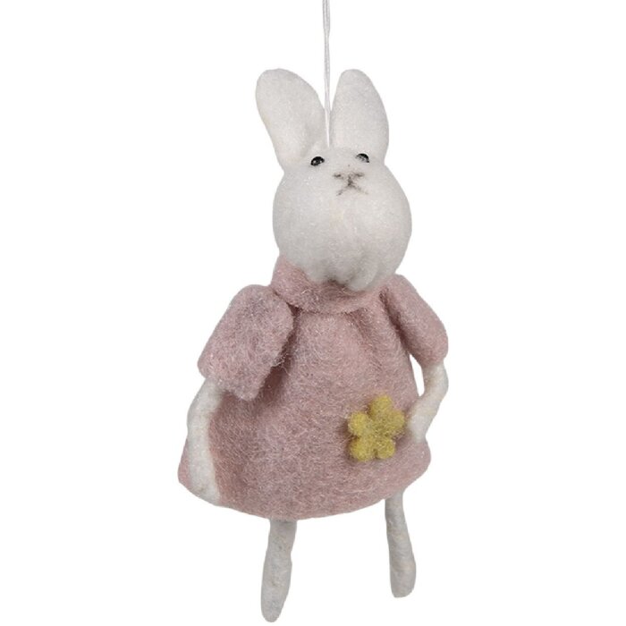 Clayre & Eef 65362 Dekoanhänger Kaninchen Rosa 6x3x13 cm