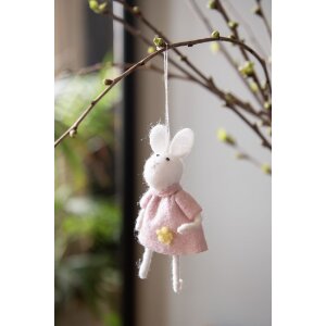 Clayre & Eef 65362 Dekoanhänger Kaninchen Rosa 6x3x13 cm