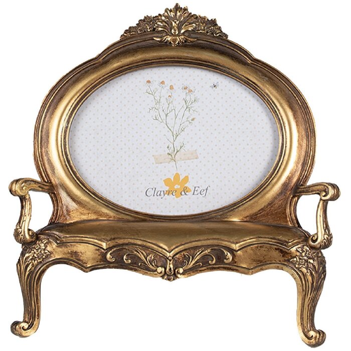 Clayre & Eef 2F1043 Fotorahmen 26x5x28 cm 18x13 cm Goldfarbig