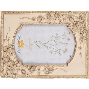 Clayre & Eef 2F1057 Fotorahmen 16x3x21 cm Beige Goldfarbig 10x15 cm