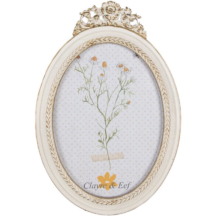 Clayre & Eef 2F1061 Fotorahmen 16x2x23 cm 13x18 cm Weiß Goldfarbig