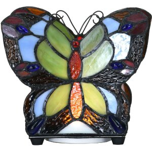 LumiLamp 5LL-6340 Tiffany Tischlampe Schmetterling Blau...
