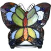 LumiLamp 5LL-6340 Tiffany Tischlampe Schmetterling Blau 15x8x13 cm LED
