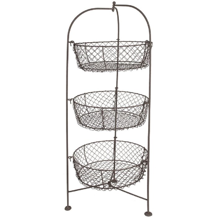 Кованый металлический стеллаж Clayre & Eef с корзинами, коричневый, 31x80 см