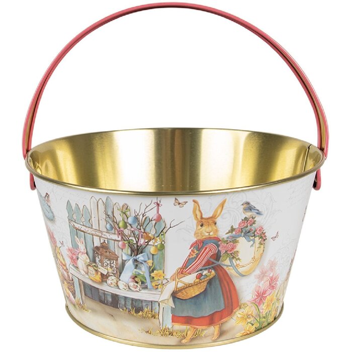 Корзина для хранения Clayre & Eef 6BL0108, белая с голубым и красным, Ø19x10 см