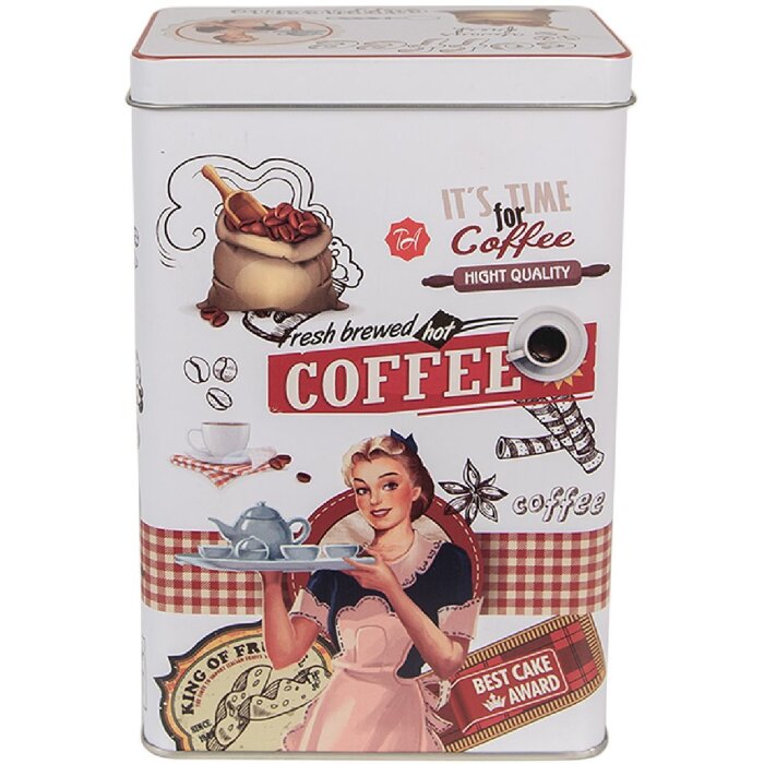 Clayre & Eef 6BL0128 Büchse Blech Weiß Rot 8x12x19 cm