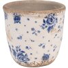 Clayre & Eef 6CE1658XS Dekoration Blumentopf Ø 11x10 cm Beige Blau