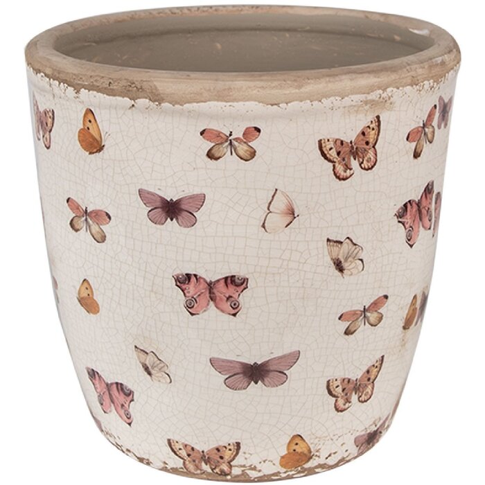 Clayre & Eef 6CE1661L Dekoration Blumentopf Ø 16x16 cm Beige Rosa