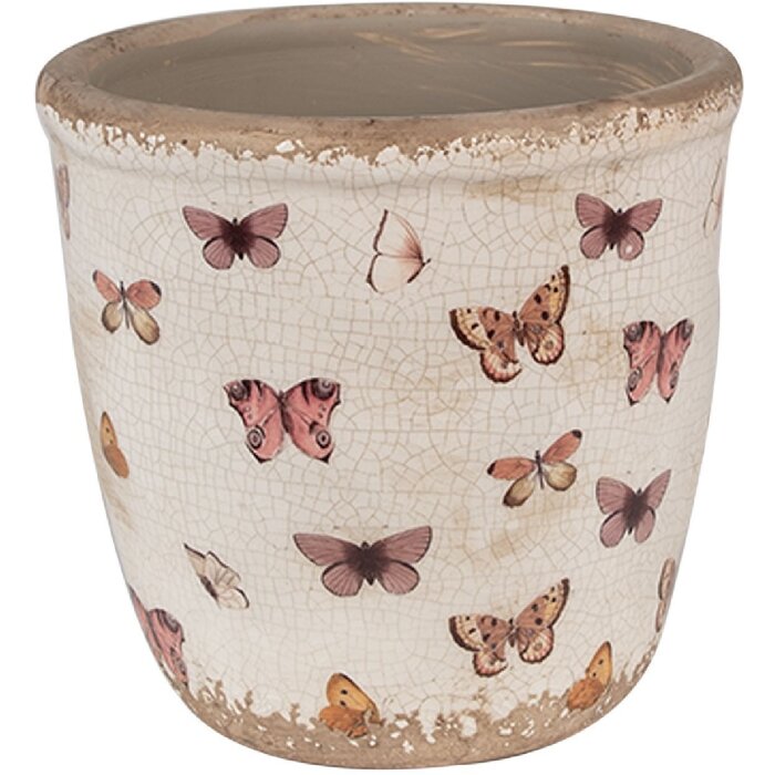 Clayre & Eef 6CE1661M Dekoration Blumentopf Beige Rosa 15x14 cm