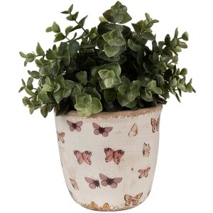 Clayre & Eef 6CE1661S Dekoration Blumentopf Beige Rosa Ø 13x12 cm