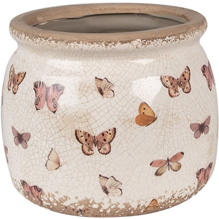 Clayre & Eef 6CE1662M Dekoration Blumentopf Ø 16x13 cm Beige Rosa