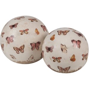 Clayre & Eef 6CE1666M Dekoration Kugel Beige Rosa...