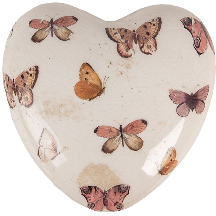 Декоративное сердце Clayre & Eef бежево-розовое 10x10x4 см