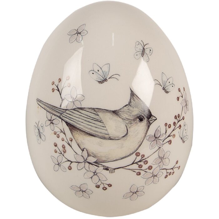 Clayre & Eef 6CE1674 Dekoration Ei Weiß Beige Ø 13x16 cm