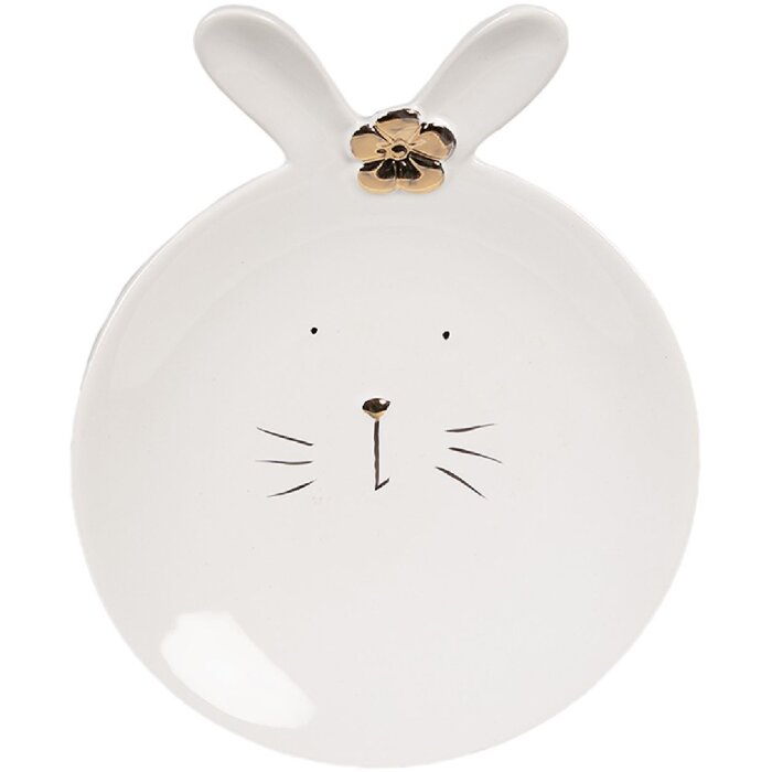 Clayre & Eef 6CE1676 Kleiner Teller Weiß 19x15x5 cm