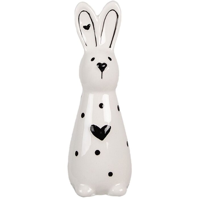Clayre & Eef 6CE1705 Dekoration Statue Kaninchen 5x4x13 cm Weiß Schwarz