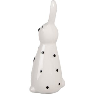 Clayre & Eef 6CE1705 Dekoration Statue Kaninchen 5x4x13 cm Weiß Schwarz
