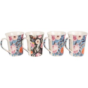 Clayre & Eef 6CEMS0048 Becher Set 4tlg Blau Rosa...