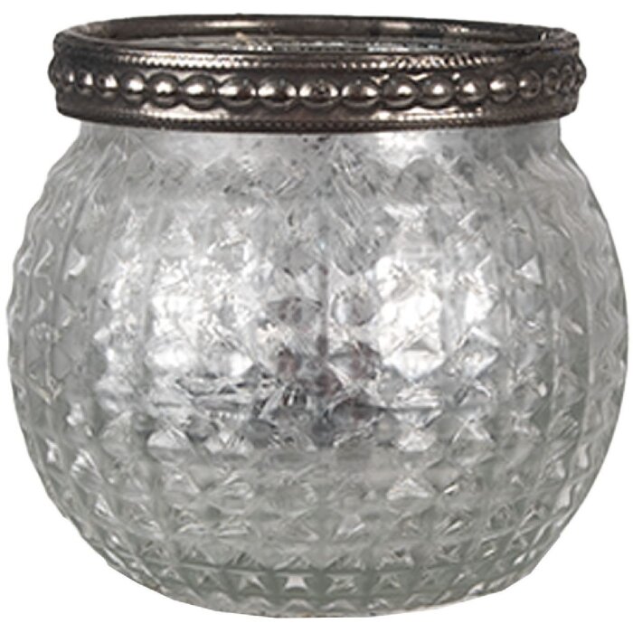 Clayre & Eef 6GL4377 Teelichthalter Silber 7x6 cm