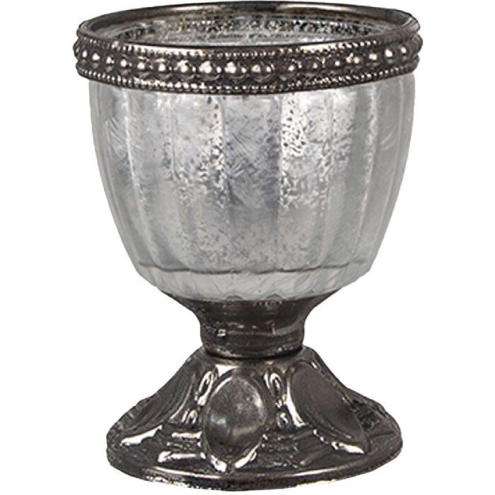 Clayre & Eef 6GL4381 Teelichthalter Silber Ø 6x8 cm Elegant Romantisch