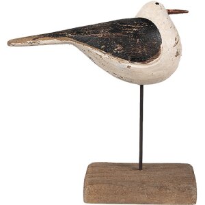 Clayre & Eef 6H2343 Dekoration Vogel 12x5x13 cm Weiß Schwarz