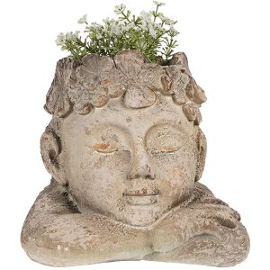 Clayre & Eef 6MG0038 Blumentopf Kopf 20x20x19 cm Grau Beige