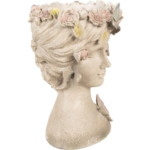 Clayre & Eef 6PR3895 Blumentopf Frau Grau 20x18x26 cm