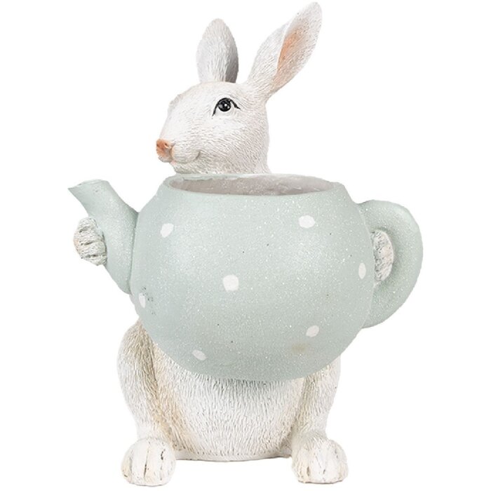 Clayre & Eef 6PR3999 Deko Kaninchen Beige Grün 17x17x23 cm Landhausstil