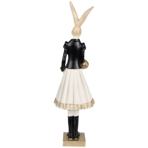 Clayre & Eef 6PR4003 Deko-Kaninchen Braun 10x9x32 cm mit goldenen Akzenten