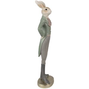 Clayre & Eef 6PR4009 Deko-Kaninchen Beige Grün 5x4x20 cm