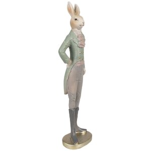 Clayre & Eef 6PR4010 Deko Kaninchen Beige Grün 11x8x40 cm Landhaus Stil