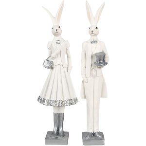 Clayre & Eef 6PR4037 Декоративный кролик белый 10x9x32 см полирезин современный