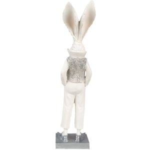 Clayre & Eef 6PR4047 Deko Kaninchen Weiß Silber 9x13x36 cm