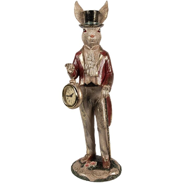 Clayre & Eef 6PR4084 Deko-Kaninchen Weiß Gold 13x12x39 cm