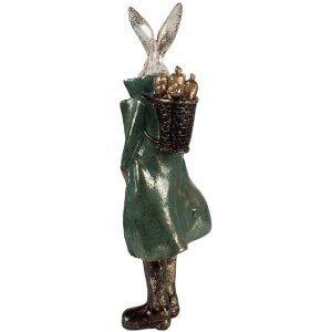 Clayre & Eef 6PR4088 Deko-Kaninchen Weiß Gold 10x10x36 cm