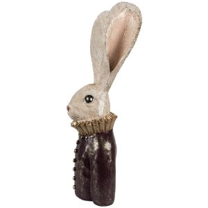 Clayre & Eef 6PR4089 Deko Kaninchen Weiß Gold 16x14x42 cm