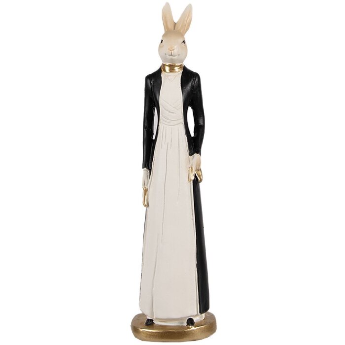 Clayre & Eef 6PR4127 Dekoration Kaninchen Weiß Schwarz 5x5x20 cm