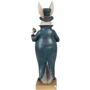 Clayre & Eef 6PR4129 Deko-Kaninchen Beige Blau 10x8x30 cm